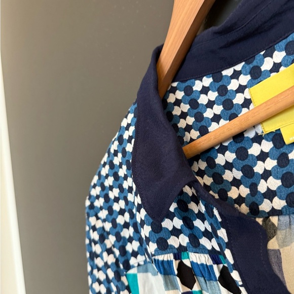 Maeve (Anthropologie) size 12 GUC Blue and White 3/4 Sleeve Crew Neck Dress - Picture 5 of 13